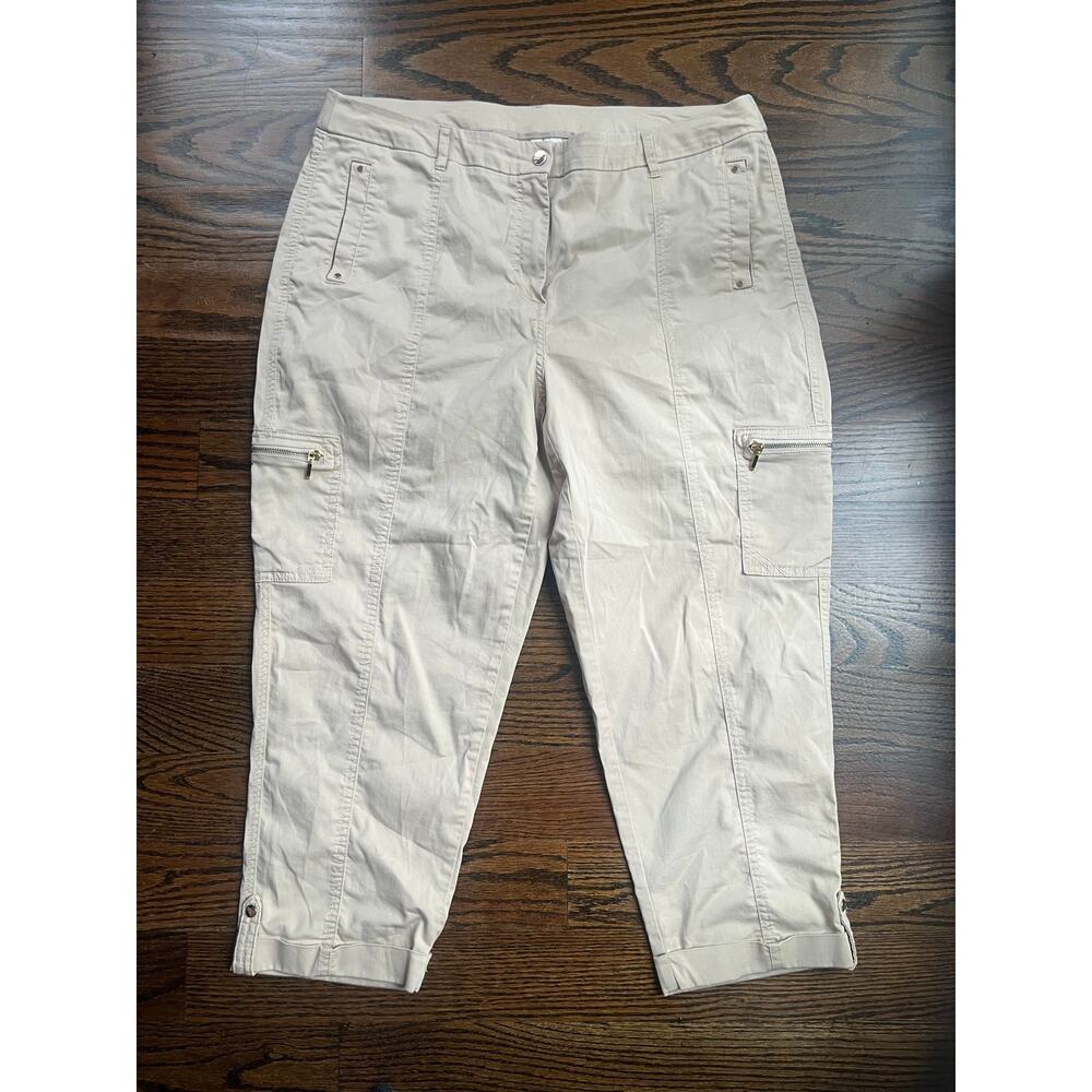 Chico’s women crop pants beige cargo Sz. 2.5 (12/14) cotton NWOT